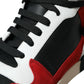 Black Red Leather High Top Miami Sneakers Shoes