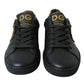 Black Leather Sacred Heart Sneakers Shoes