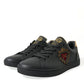 Black Leather Sacred Heart Sneakers Shoes