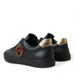 Black Leather Sacred Heart Sneakers Shoes