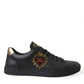 Black Leather Sacred Heart Sneakers Shoes