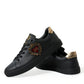 Black Leather Sacred Heart Sneakers Shoes