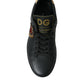 Black Leather Sacred Heart Sneakers Shoes