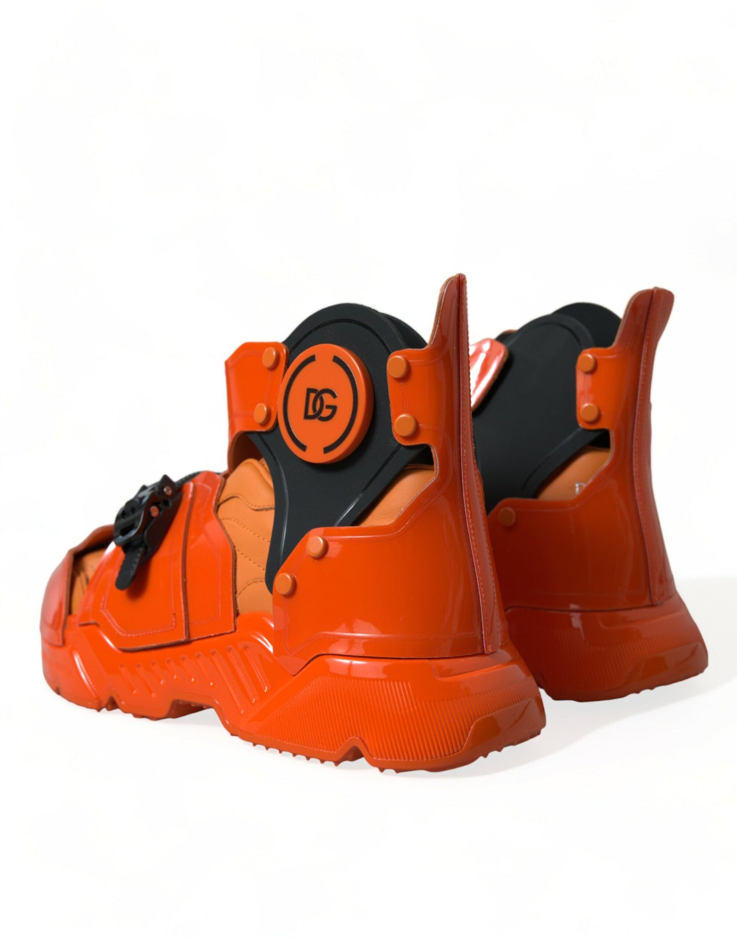 Orange Multi Panel Chunky High Top Sneakers Shoes