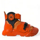 Orange Multi Panel Chunky High Top Sneakers Shoes