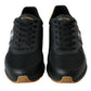 Black Leather Low Top  Sneakers Shoes