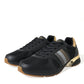 Black Leather Low Top  Sneakers Shoes