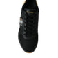 Black Leather Low Top  Sneakers Shoes