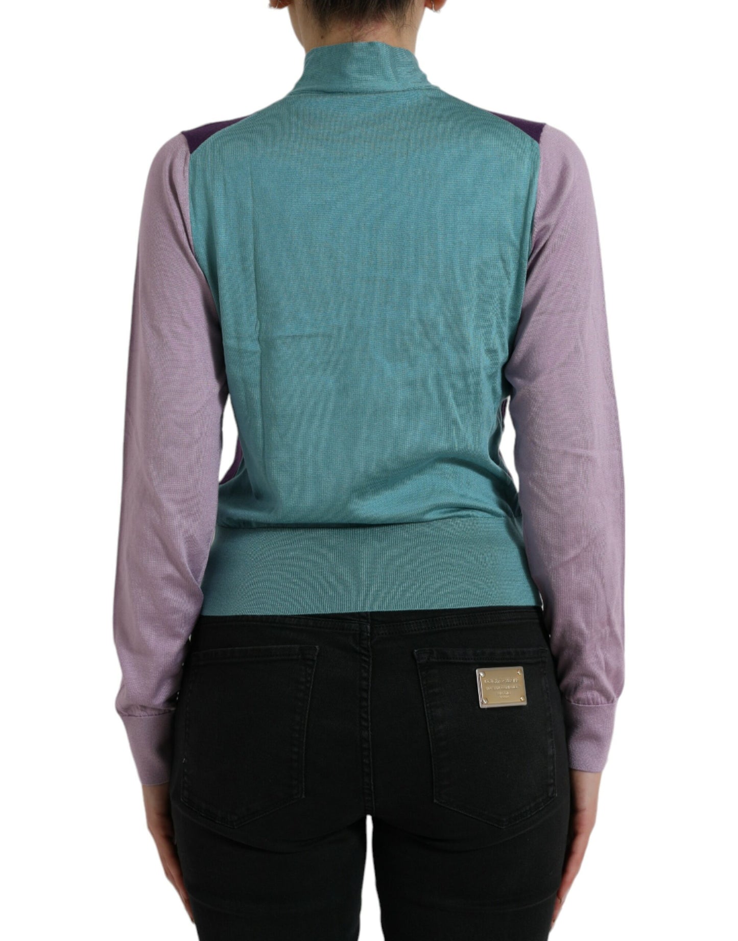 Multicolor Bow Fastening Pullover Sweater