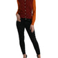 Multicolor Silk Crewneck Cardigan Sweater