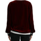 Bordeaux Velvet Round Neck Pullover Sweater