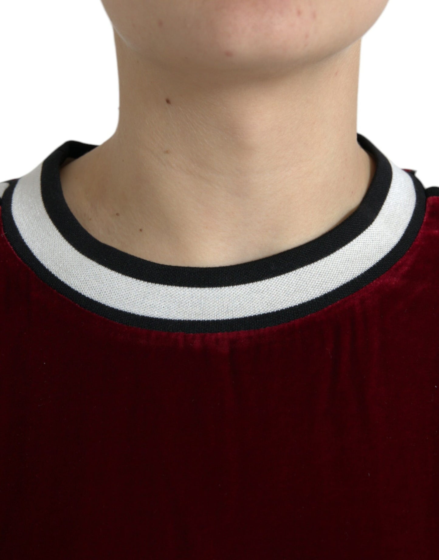 Bordeaux Velvet Round Neck Pullover Sweater