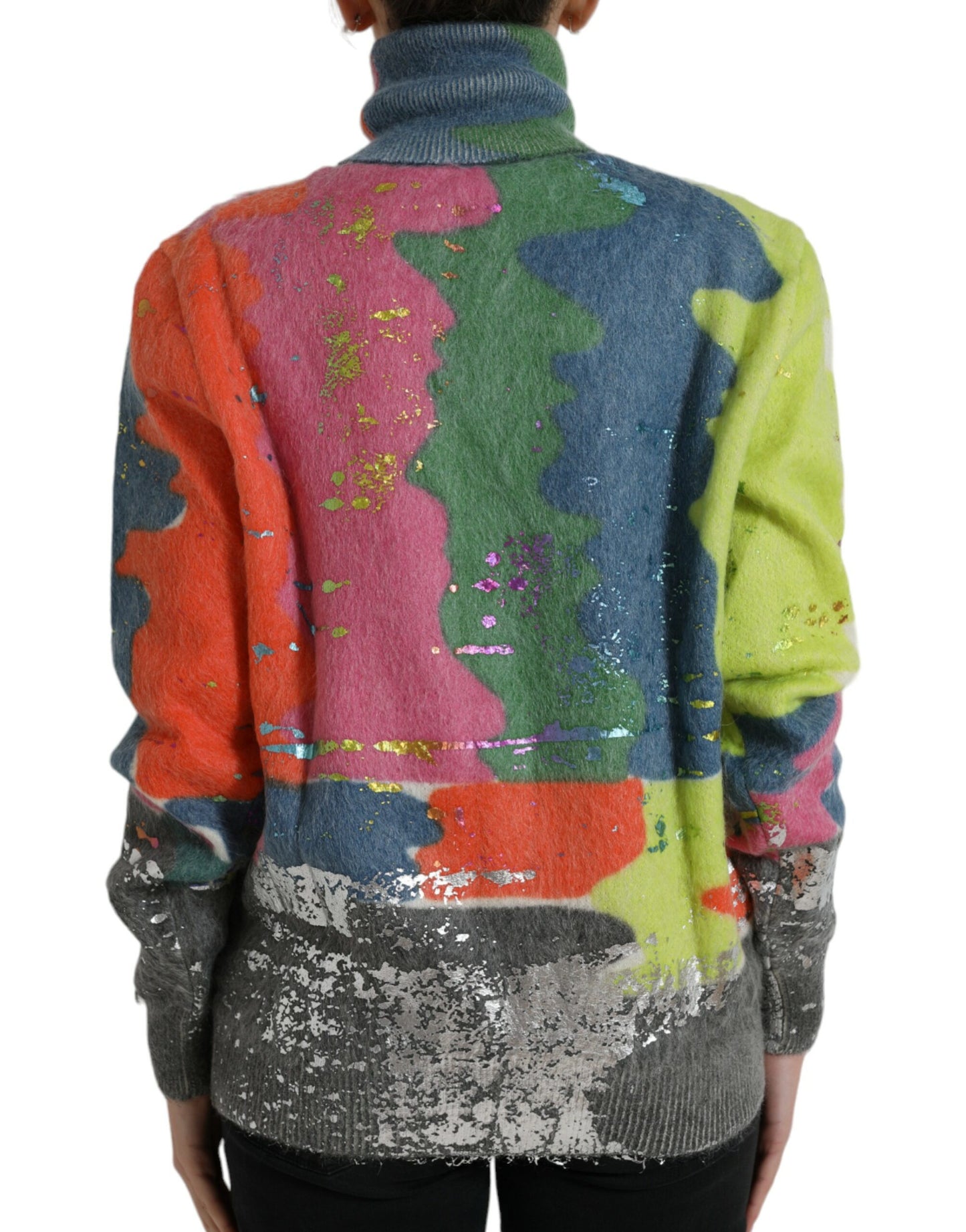 Multicolor Mohair Turtleneck Pullover Sweater