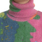 Multicolor Mohair Turtleneck Pullover Sweater