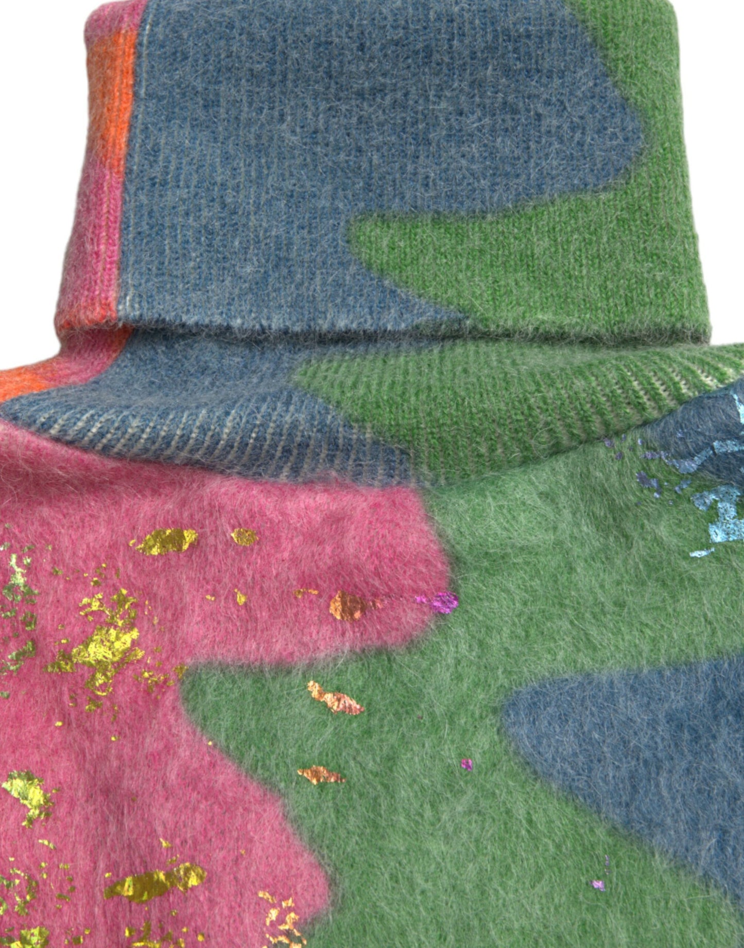 Multicolor Mohair Turtleneck Pullover Sweater