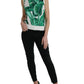 White Banana Leaf Print Crew Neck Tank Top