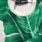 White Banana Leaf Print Crew Neck Tank Top