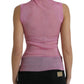 Pink See Through Crewneck Sleeveless Tank Top