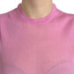 Pink See Through Crewneck Sleeveless Tank Top