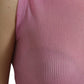 Pink See Through Crewneck Sleeveless Tank Top