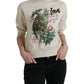 Beige Jungle Printed Cotton Pullover Sweater