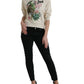 Beige Jungle Printed Cotton Pullover Sweater