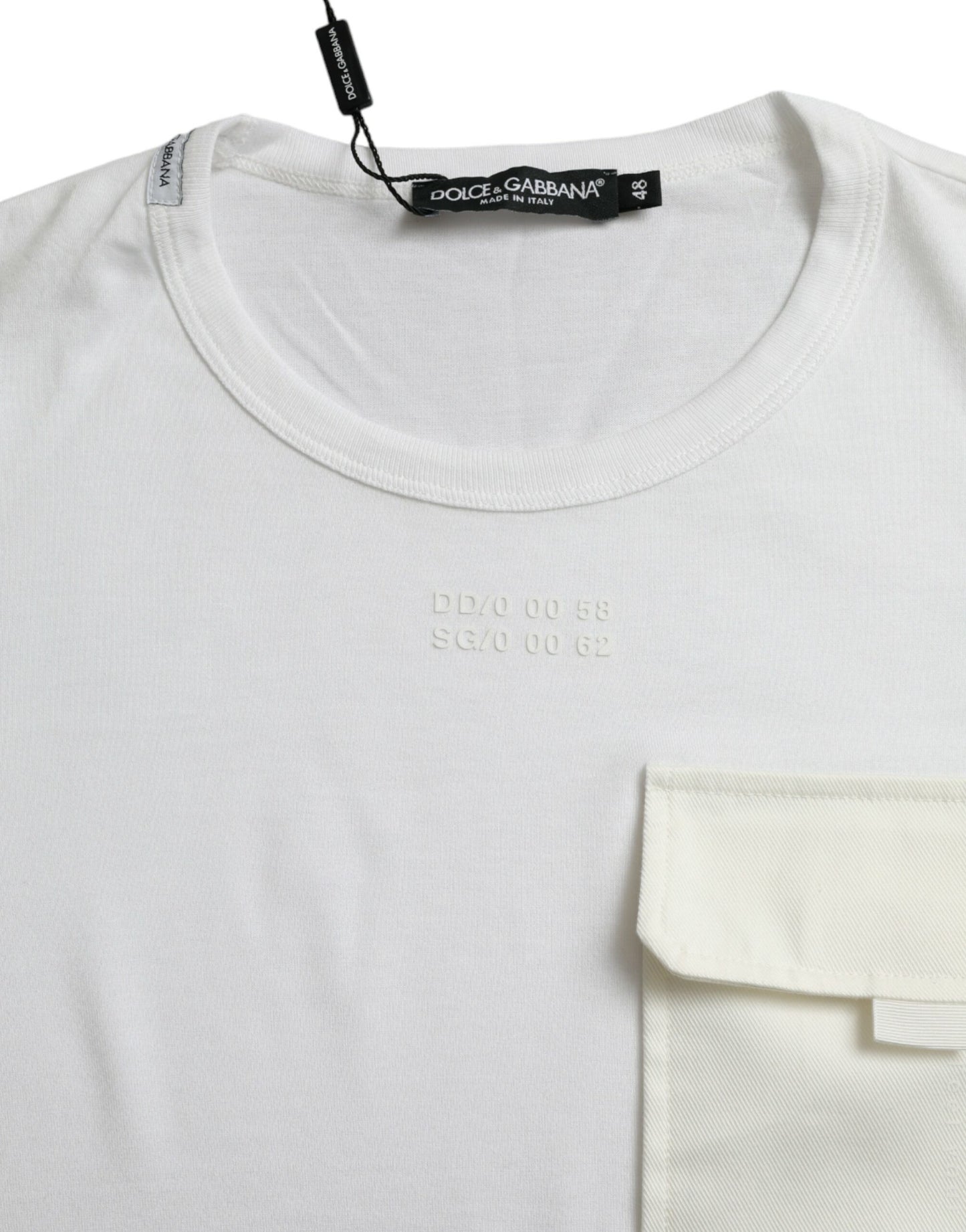 White Cotton Pocket Short Sleeves T-shirt