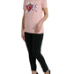 Pink Sacred Heart Cotton Crew Neck T-shirt