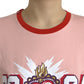 Pink Sacred Heart Cotton Crew Neck T-shirt