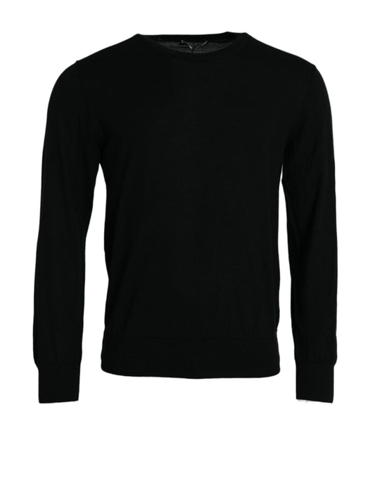 Black Cashmere Crew Neck Pullover Sweater