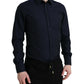 Navy Blue Slim Fit Formal GOLD Dress Shirt