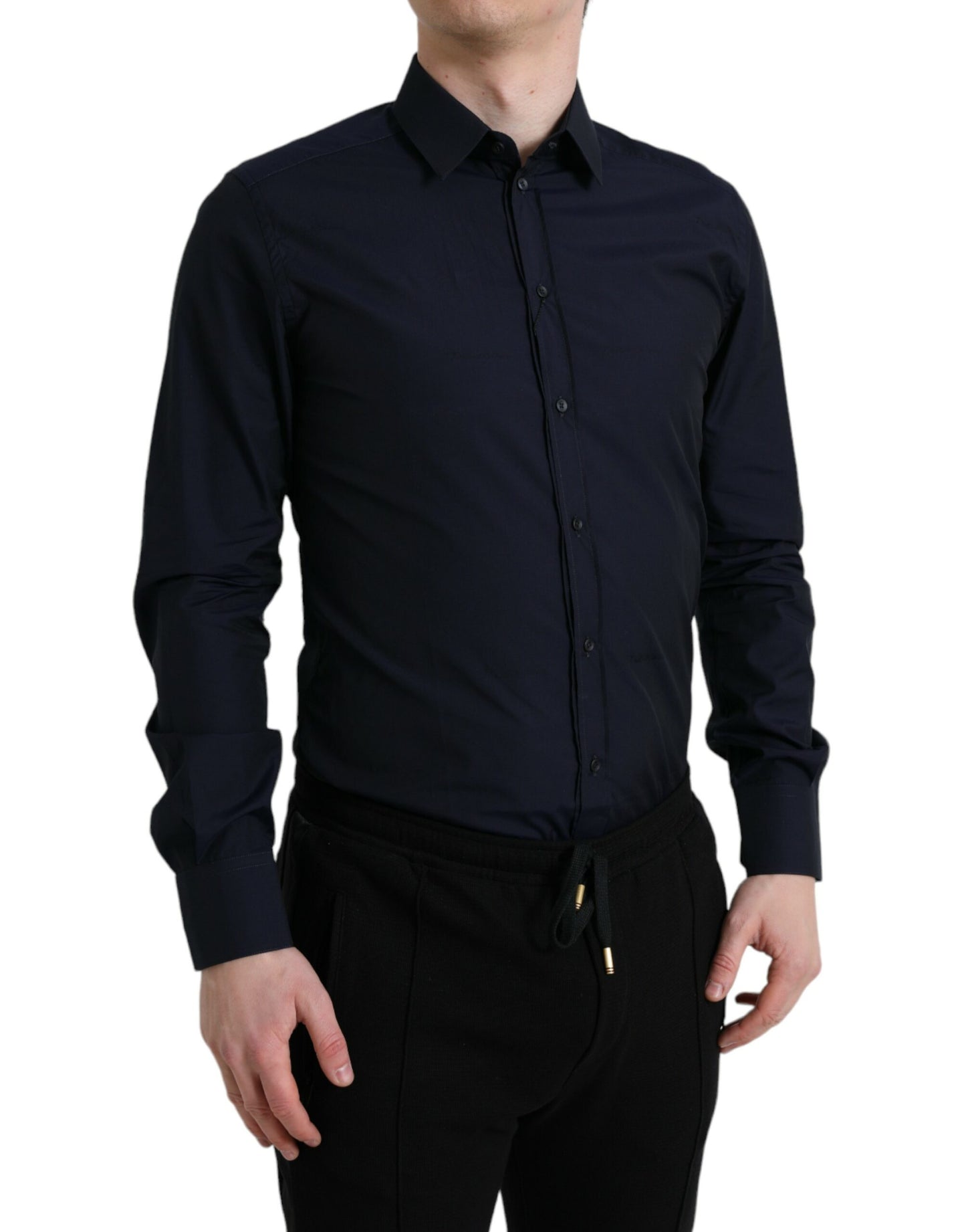 Navy Blue Slim Fit Formal GOLD Dress Shirt