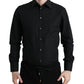 Black Cotton Men Formal GOLD Dress Shirt