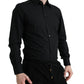 Black Cotton Men Formal GOLD Dress Shirt