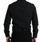 Black Cotton Men Formal GOLD Dress Shirt