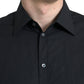 Black Cotton Men Formal GOLD Dress Shirt