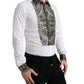 White Floral Brocade GOLD Dress Shirt