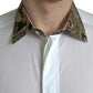 White Cotton Jacquard Formal GOLD Dress Shirt