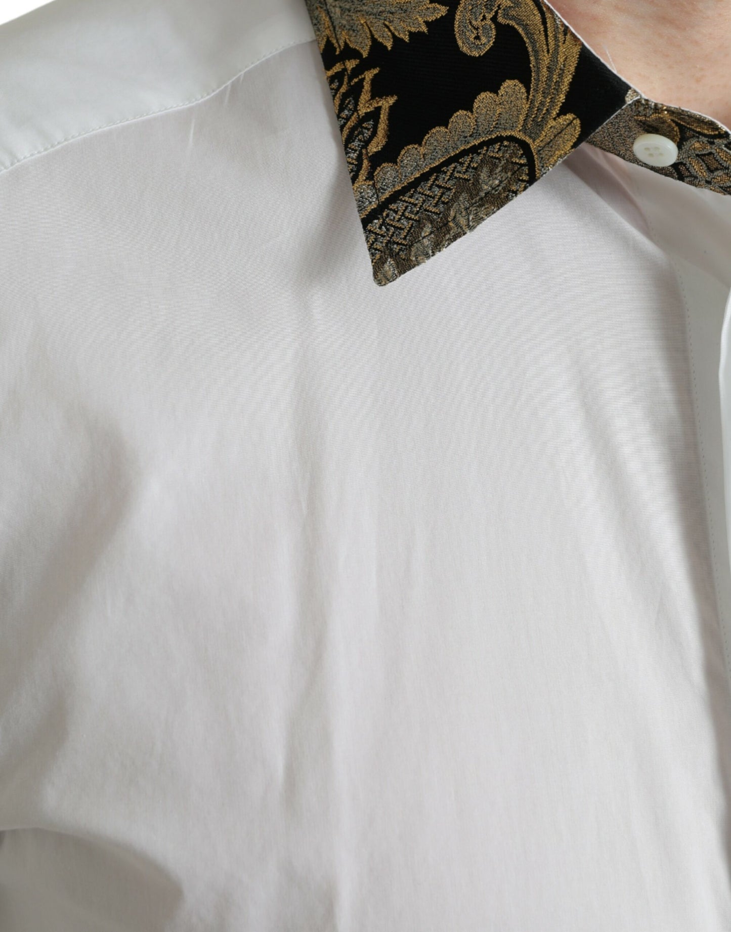 White Cotton Jacquard Formal GOLD Dress Shirt