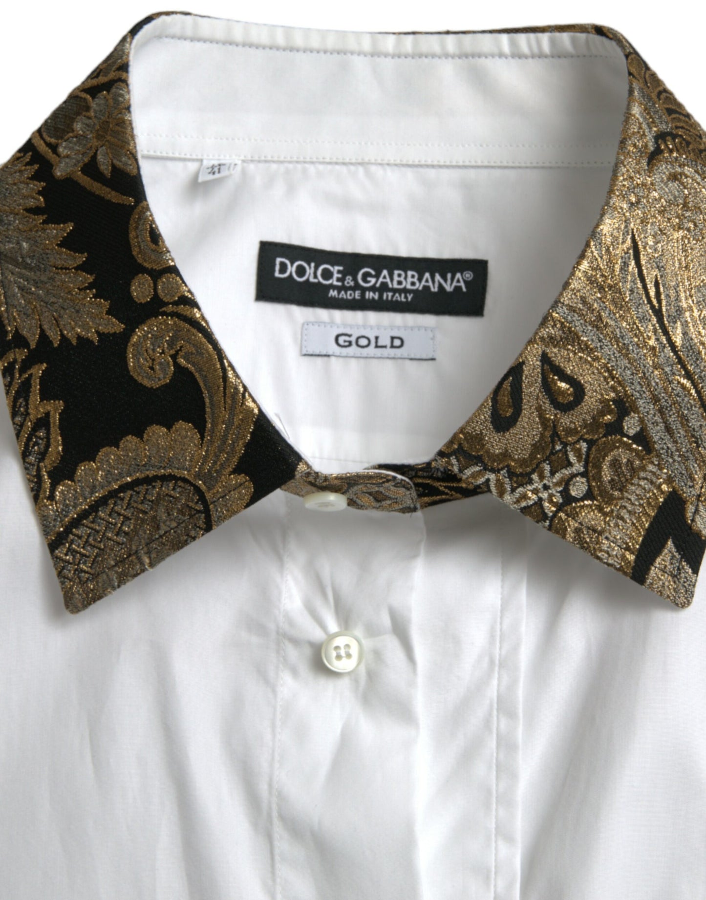 White Cotton Jacquard Formal GOLD Dress Shirt