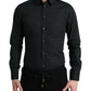 Black Cotton Silk Formal GOLD Dress Shirt