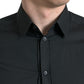 Black Cotton Silk Formal GOLD Dress Shirt