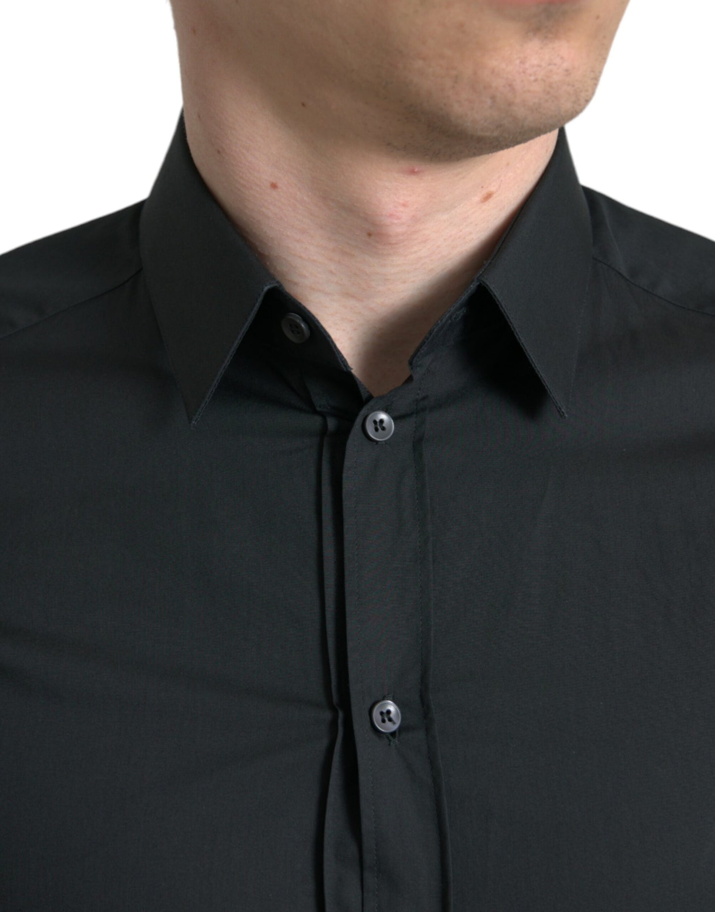 Black Cotton Silk Formal GOLD Dress Shirt