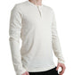 Off White Cotton Henley Pullover Sweater