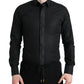 Black Cotton Logo Formal GOLD Dress Shirt