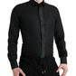 Black Cotton Logo Formal GOLD Dress Shirt