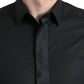 Black Cotton Logo Formal GOLD Dress Shirt