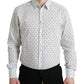 White Patterned Men GOLD Formal Dress Shirt