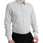 White Patterned Men GOLD Formal Dress Shirt