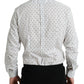 White Patterned Men GOLD Formal Dress Shirt